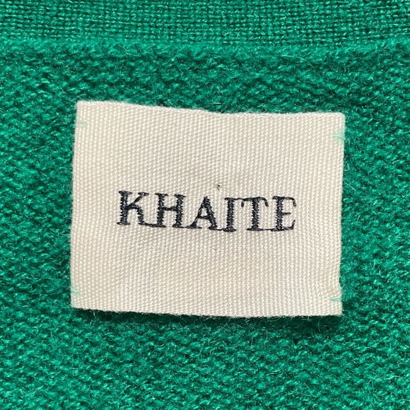 Khaite Amelia V-Neck Cashmere Button Front Raglan Cardigan In Green Size XS - Picture 3 of 5